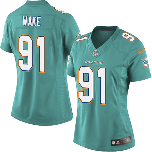 Women's Elite Cameron Wake Nike Jersey Aqua Green Home - #91 NFL Miami Dolphins